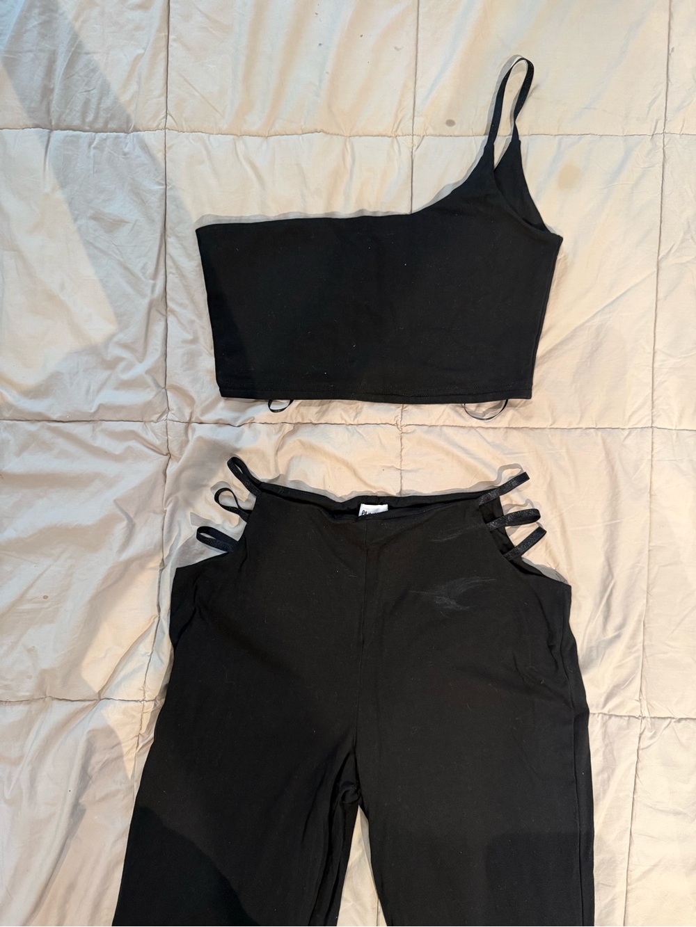 Princess Polly Black Asymmetrical One-Shoulder Set